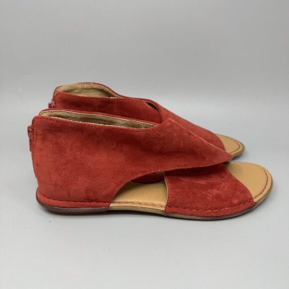 Born Iwa Sandals Women's Size 9M Red Burnt  Leather Suede Open-Toe - Picture 1 of 8